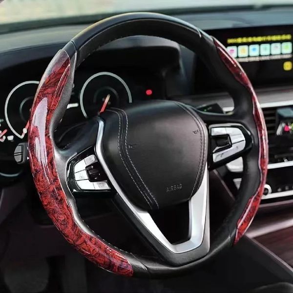 Rosewood Steering Wheel Cover – Elegant, Non-slip, Comfortable