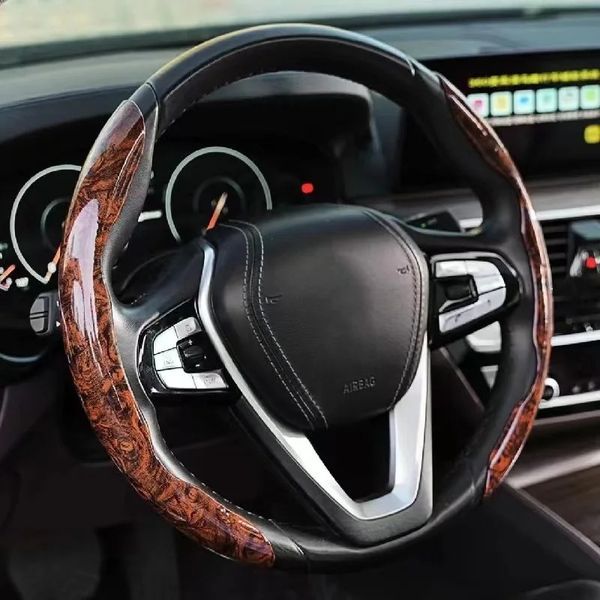Rosewood Steering Wheel Cover – Elegant, Non-slip, Comfortable