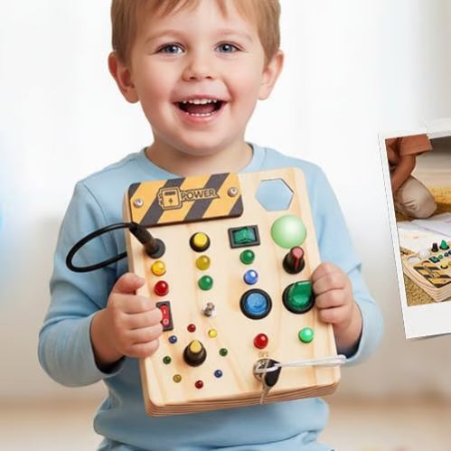 Wooden toy LED switch