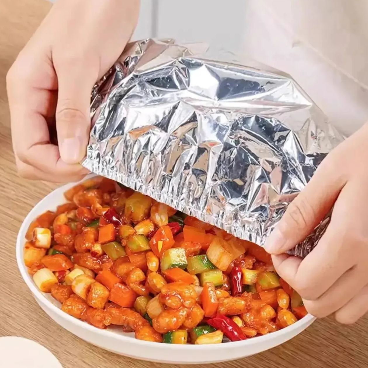 Home dining table & food container aluminum foil heat-retaining cover