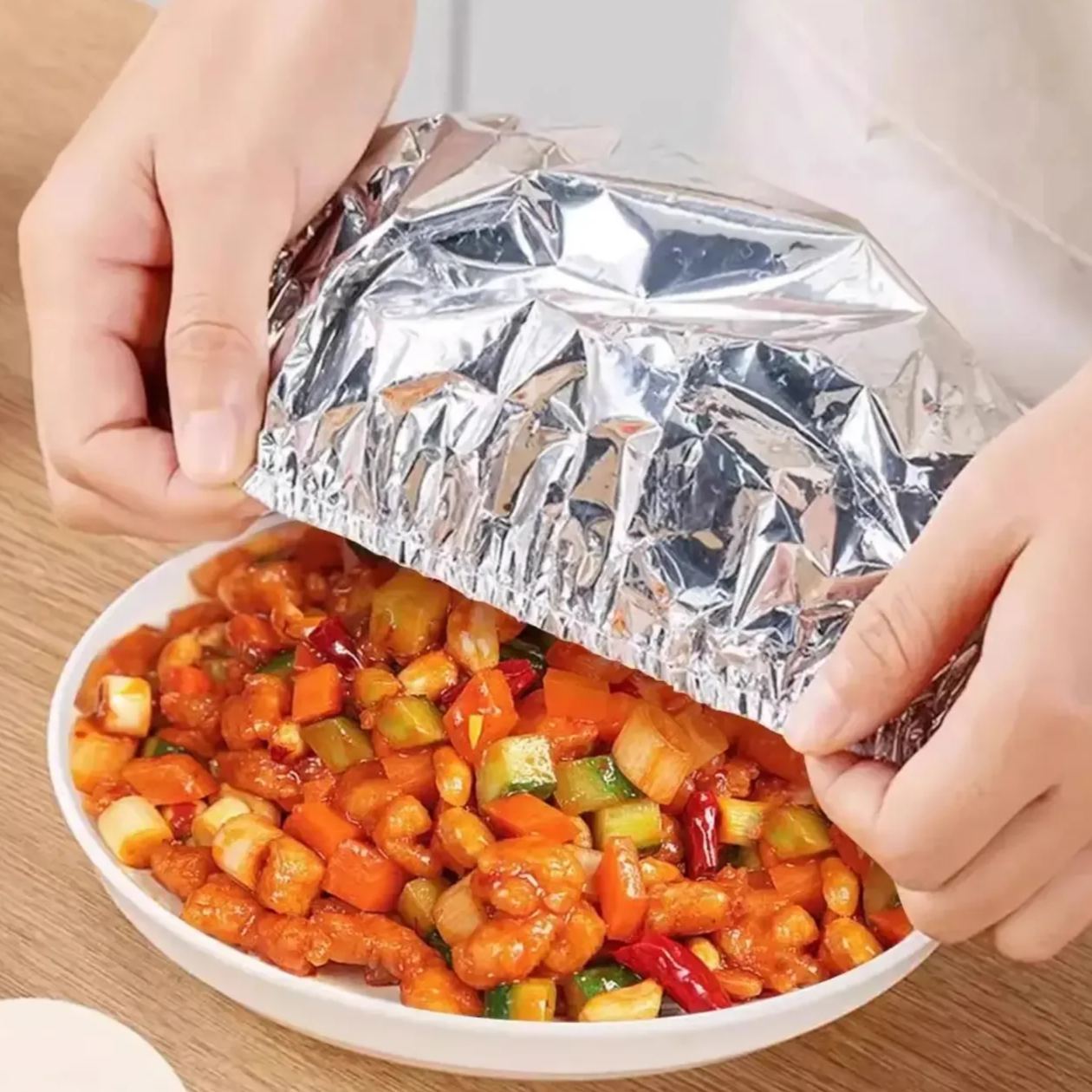 Home dining table & food container aluminum foil heat-retaining cover