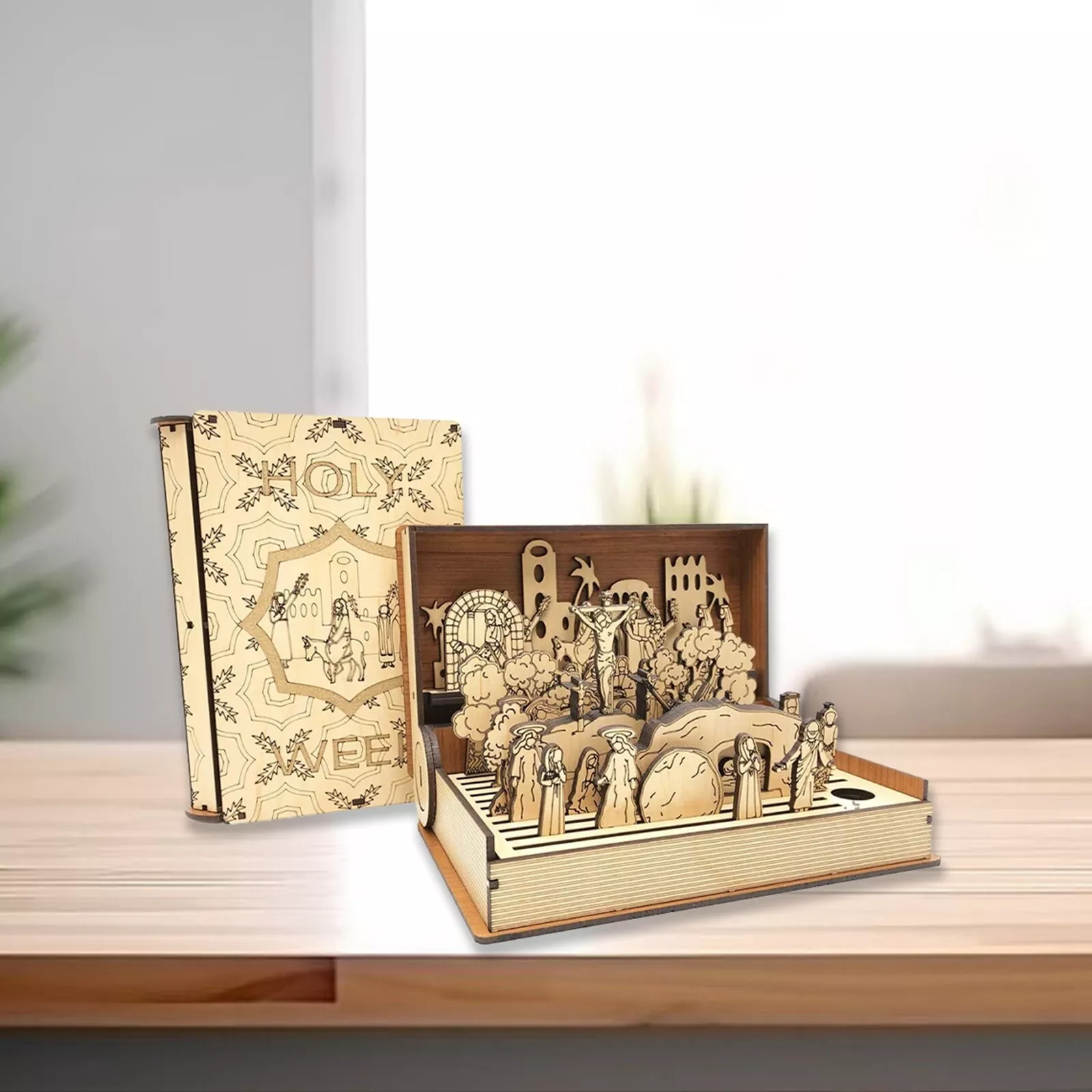✝️ 2025 Family Easter Holy Week Gift – Wooden Holy Week Book Toy Set