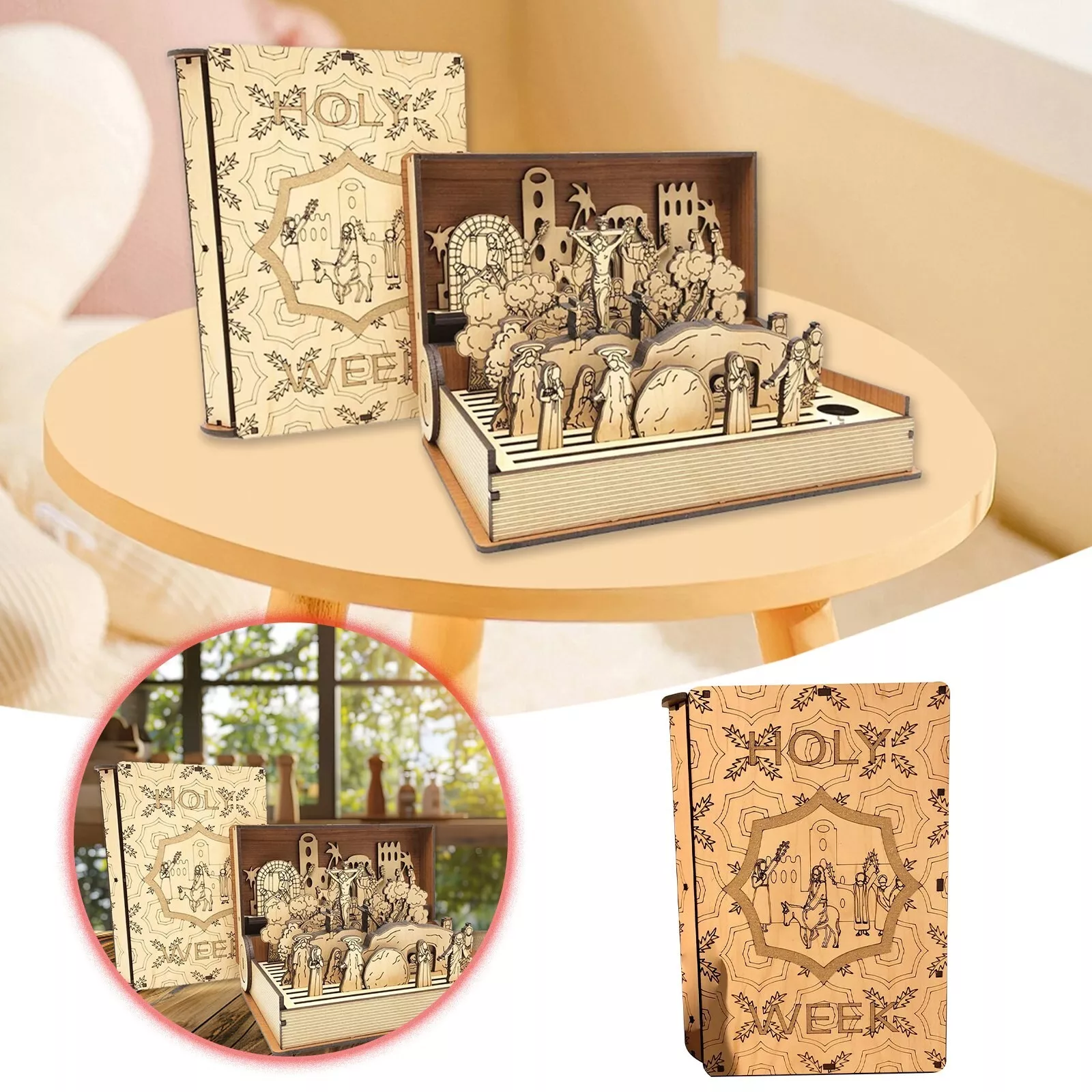 ✝️ 2025 Family Easter Holy Week Gift – Wooden Holy Week Book Toy Set