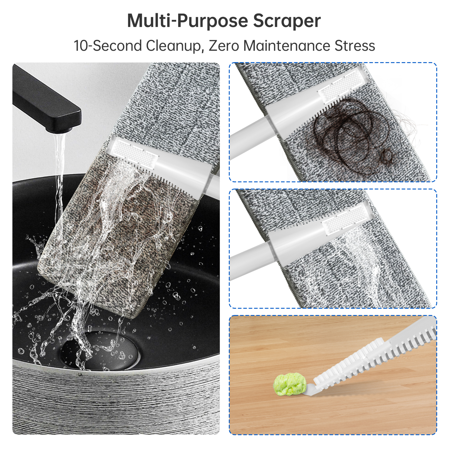 INWEIJIA Microfiber Spray Mop for Floor Cleaning, Wet & Dry Use with 3 Reusable Pads, Refillable Bottle & Multi-Functional Scraper