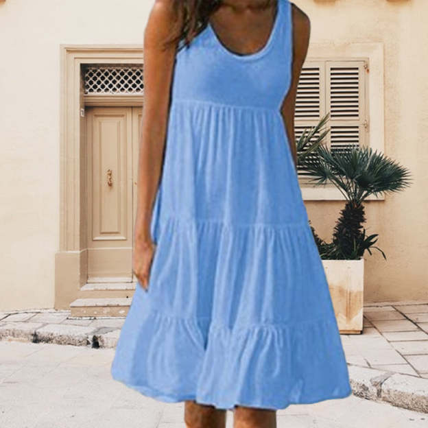 WOMEN'S CREW NECK SLEEVELESS BEACH DRESS