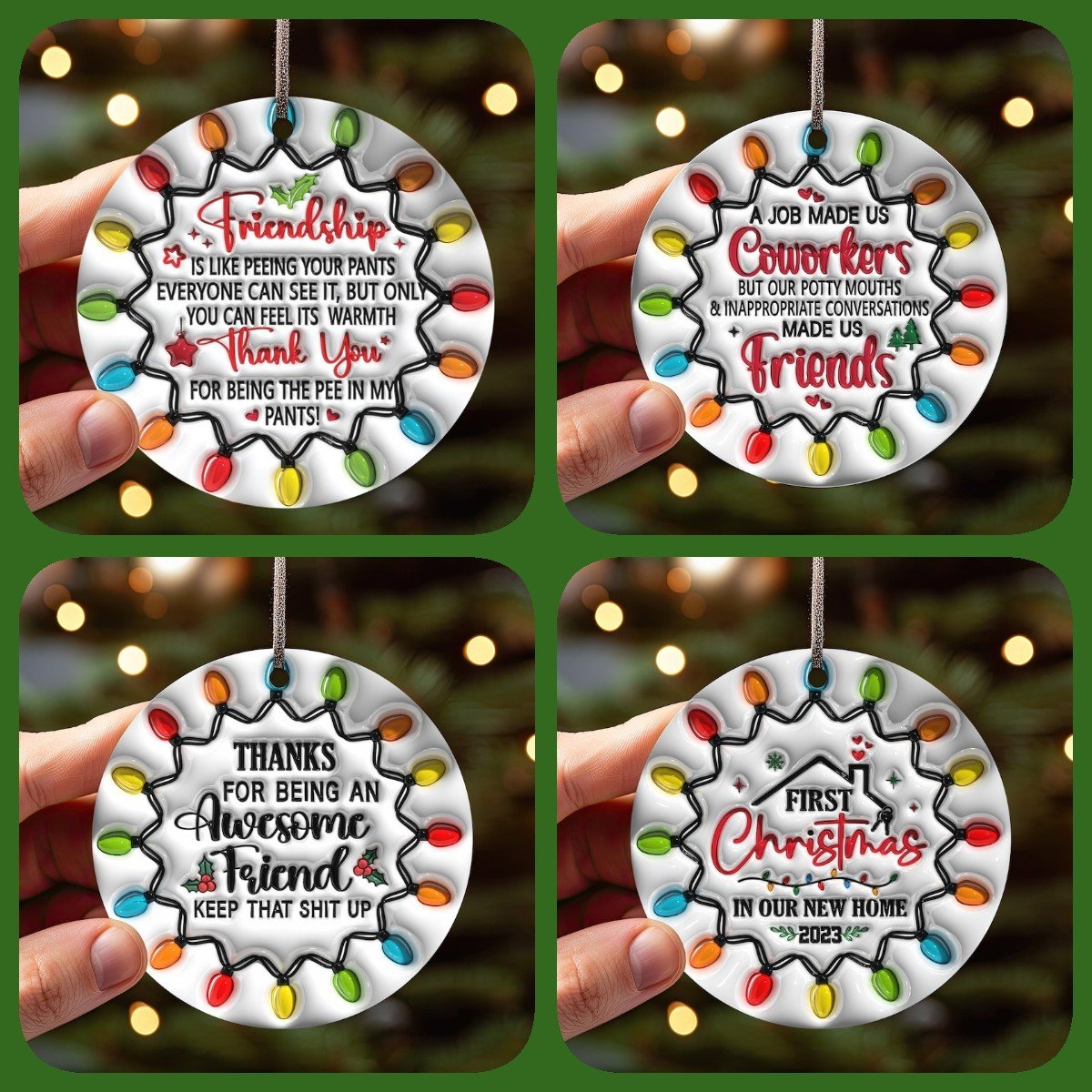 BLACK FRIDAY PRE-SALE🎁BESTIES CHRISTMAS ROUND ORNAMENT