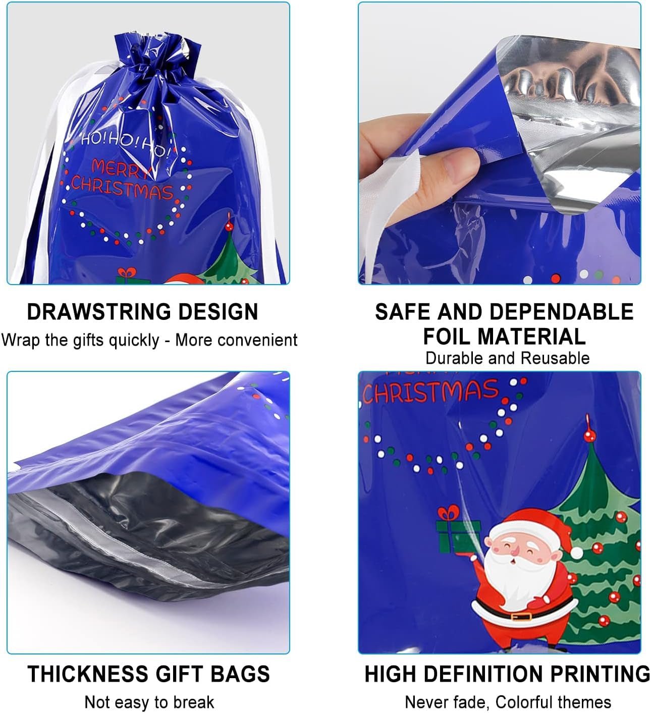 Christmas Cheer Drawstring Gift Bags - 33-Pack