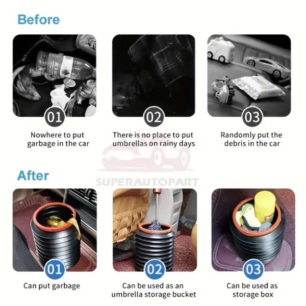 Portable Foldable Car Trash Bin Can