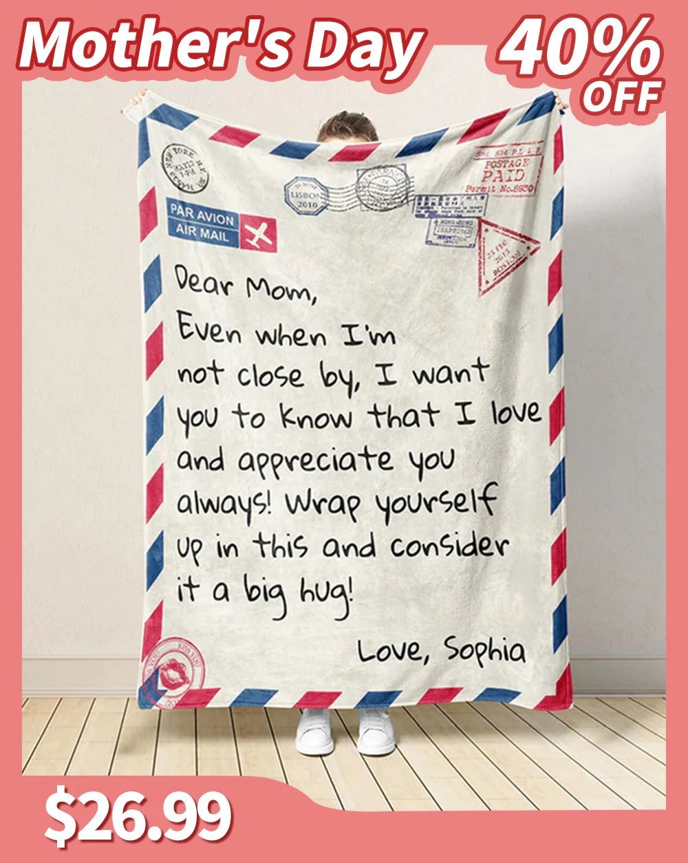 Personalized Mom Blanket, Mom Letter Blanket, Gift For Mom, Mom Birthday Gift, Gifts For Her