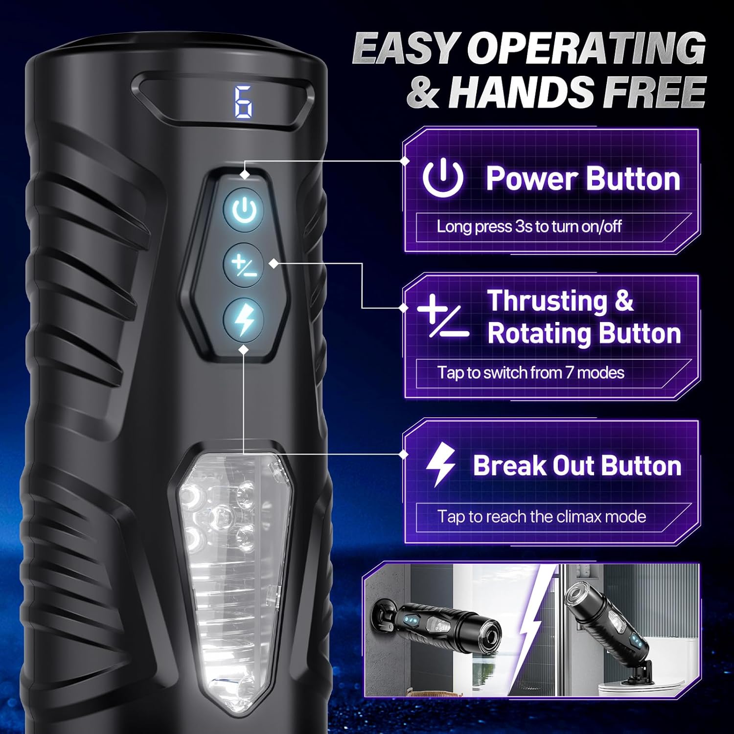 Automatic Male Masturbator Sex Toys for Men - Adult Toy Male Sex Toys with 7 Thrusting & 7 Rotating Modes