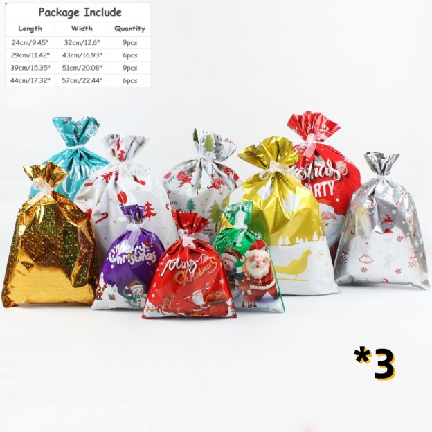 Christmas Cheer Drawstring Gift Bags - 33-Pack