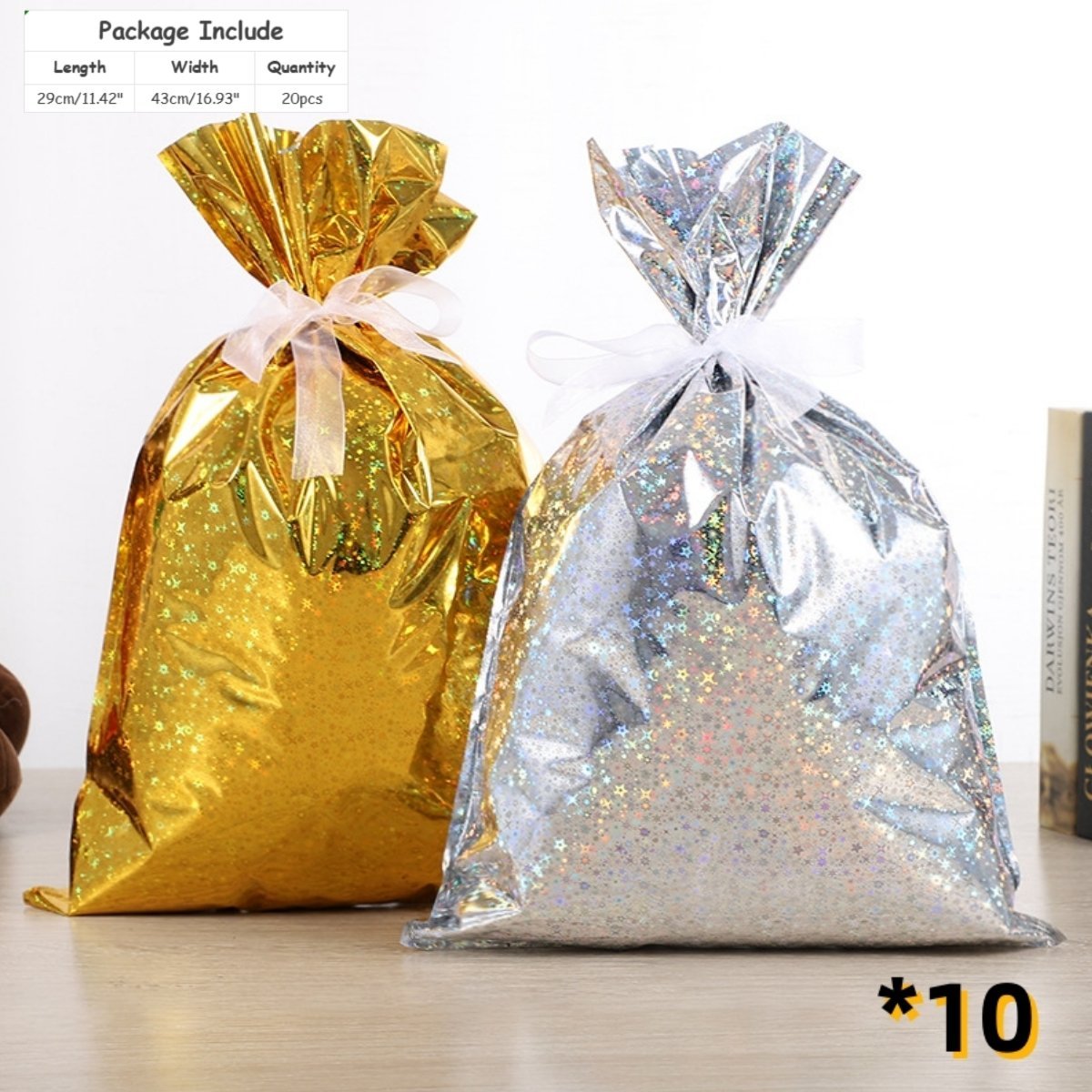 Christmas Cheer Drawstring Gift Bags - 33-Pack