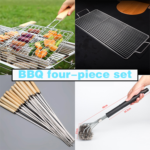 Portable Camping BBQ Grill 3 Hight Adjustable Stainless Steel Folding Charcoal Backpacking Stove with Grill Gloves Carry Bag