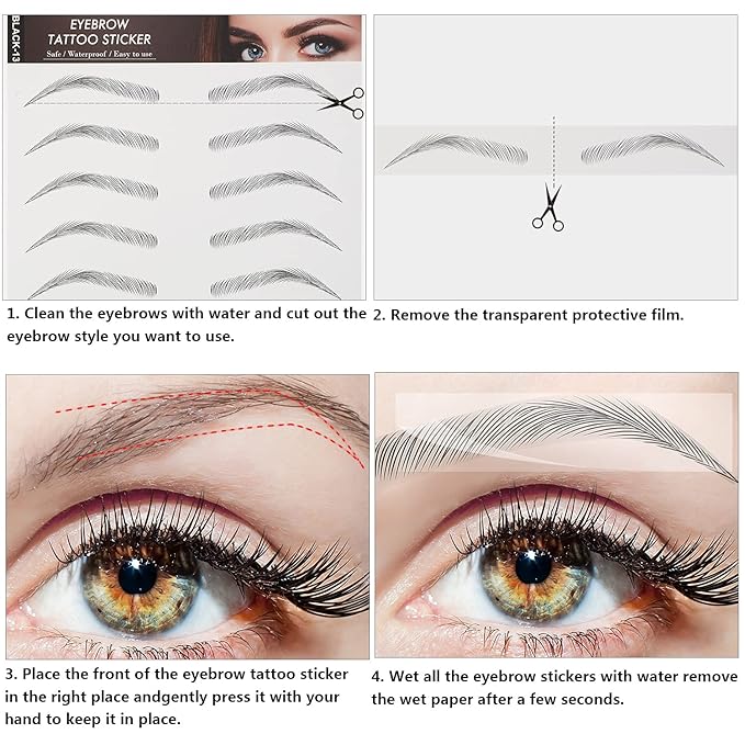 4D Hair Like Waterproof Eyebrow Tattoos Stickers