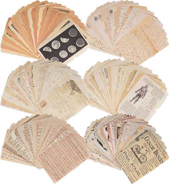 Sheets of Scrapbook Paper, Vintage Journaling Supplies Craft Kits for Bullet Journals Junk Planners Aesthetic Room Decor Wall Art Collage Album Cottagecore Picture Frames