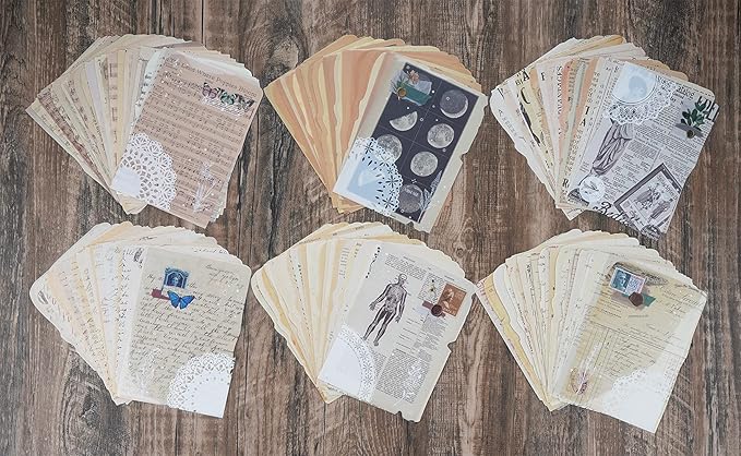 Sheets of Scrapbook Paper, Vintage Journaling Supplies Craft Kits for Bullet Journals Junk Planners Aesthetic Room Decor Wall Art Collage Album Cottagecore Picture Frames