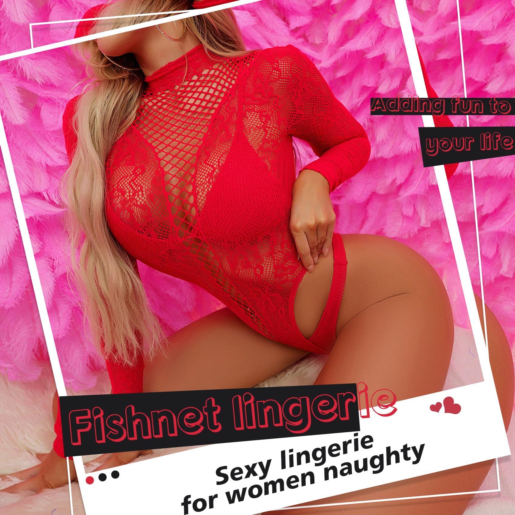 Sexy Lingerie for Women Naughty Fishnet Lingerie Set Bodysuit Outfits Teddy Sheer Mesh Erotic