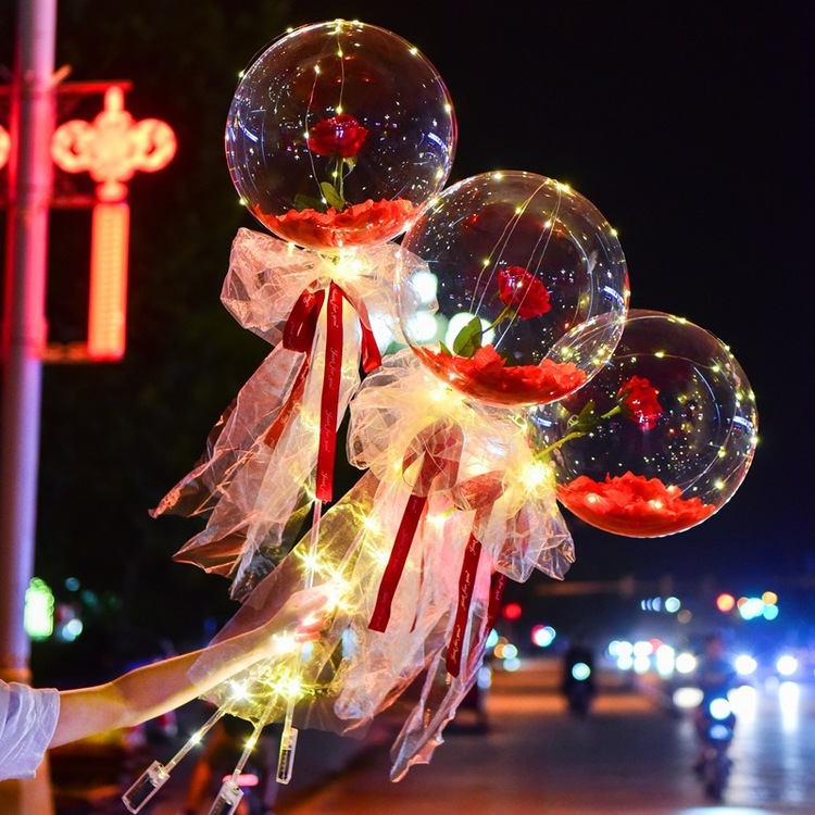 Valentine's Day Hot Sale💕LED Luminous Balloon Rose Bouquet