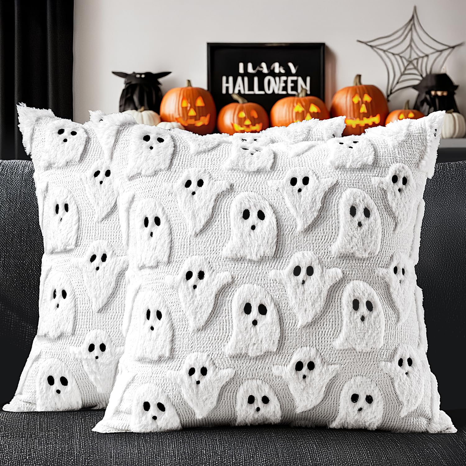 ⏰LAST DAY BUY 1 GET 1 FREE ⏰ Halloween Cute Ghost Spooky Pillow 🎃 - Baby-Soft Plush. Hypoallergenic & Non-Pilling.