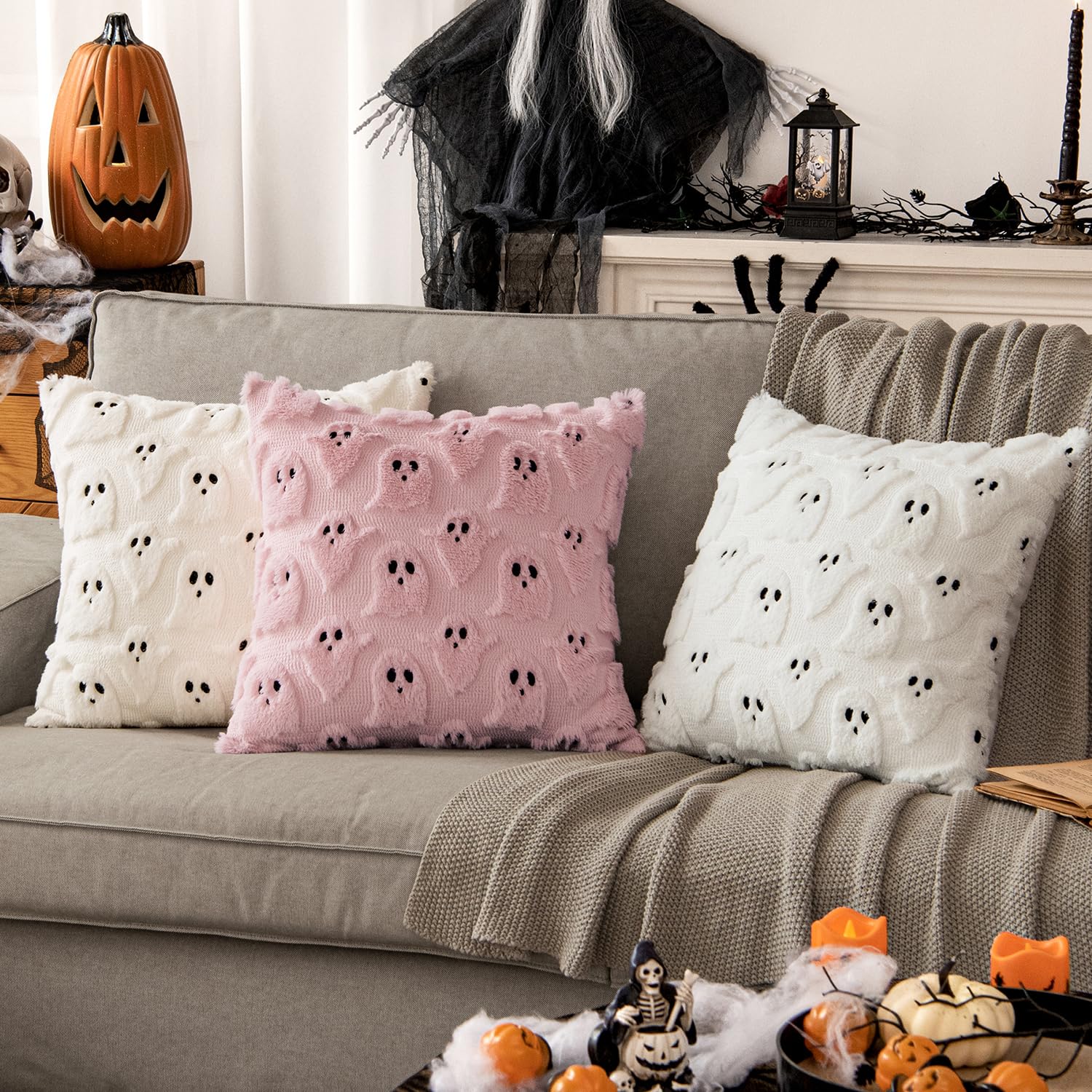 ⏰LAST DAY BUY 1 GET 1 FREE ⏰ Halloween Cute Ghost Spooky Pillow 🎃 - Baby-Soft Plush. Hypoallergenic & Non-Pilling.