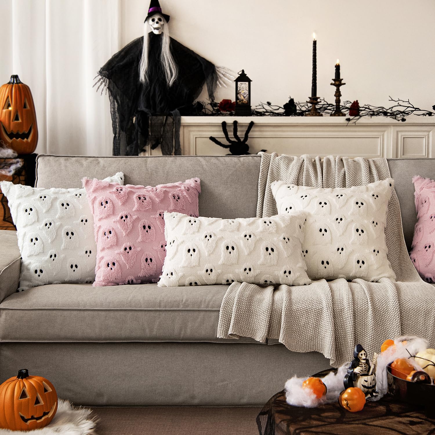 ⏰LAST DAY BUY 1 GET 1 FREE ⏰ Halloween Cute Ghost Spooky Pillow 🎃 - Baby-Soft Plush. Hypoallergenic & Non-Pilling.