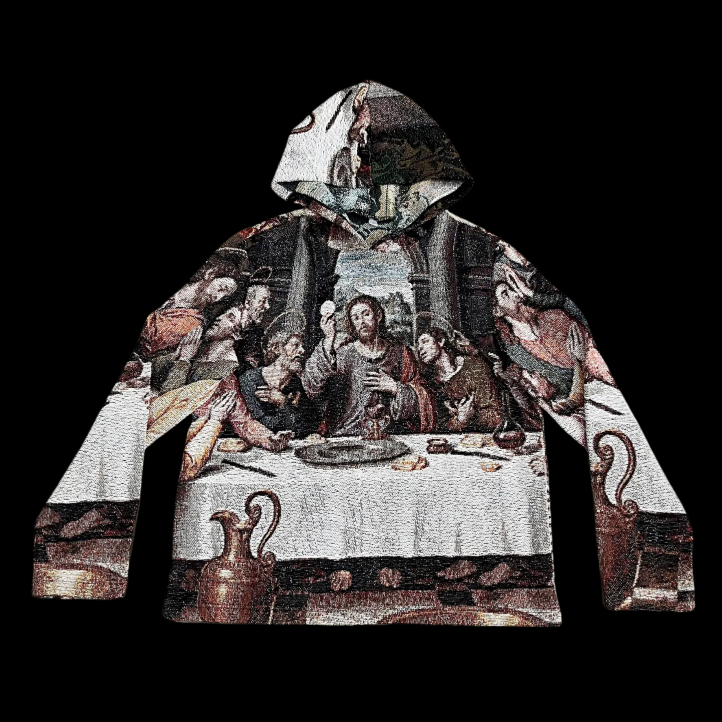 Symphony of Art & Fashion – The Last Supper Themed Woven Hoodie