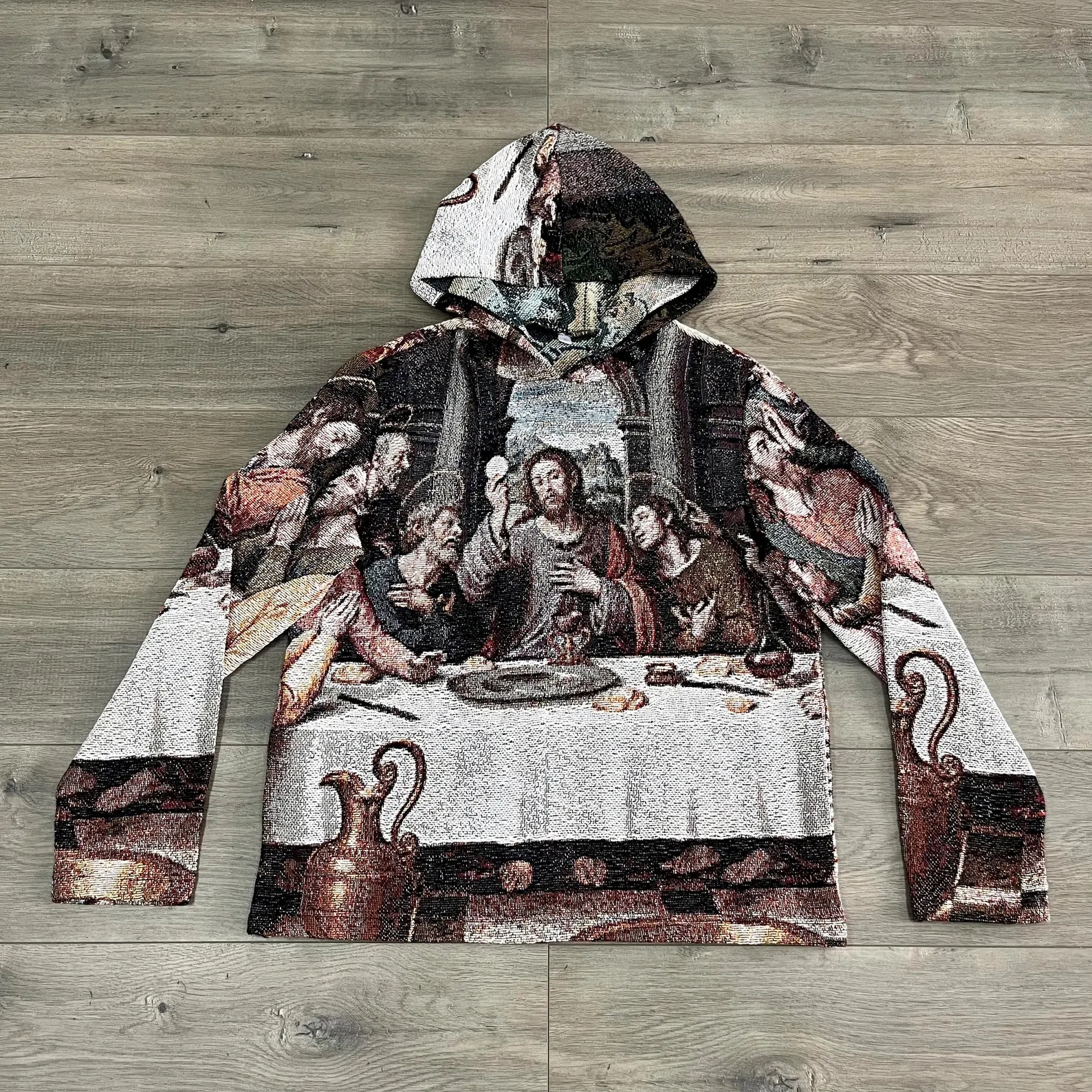 Symphony of Art & Fashion – The Last Supper Themed Woven Hoodie