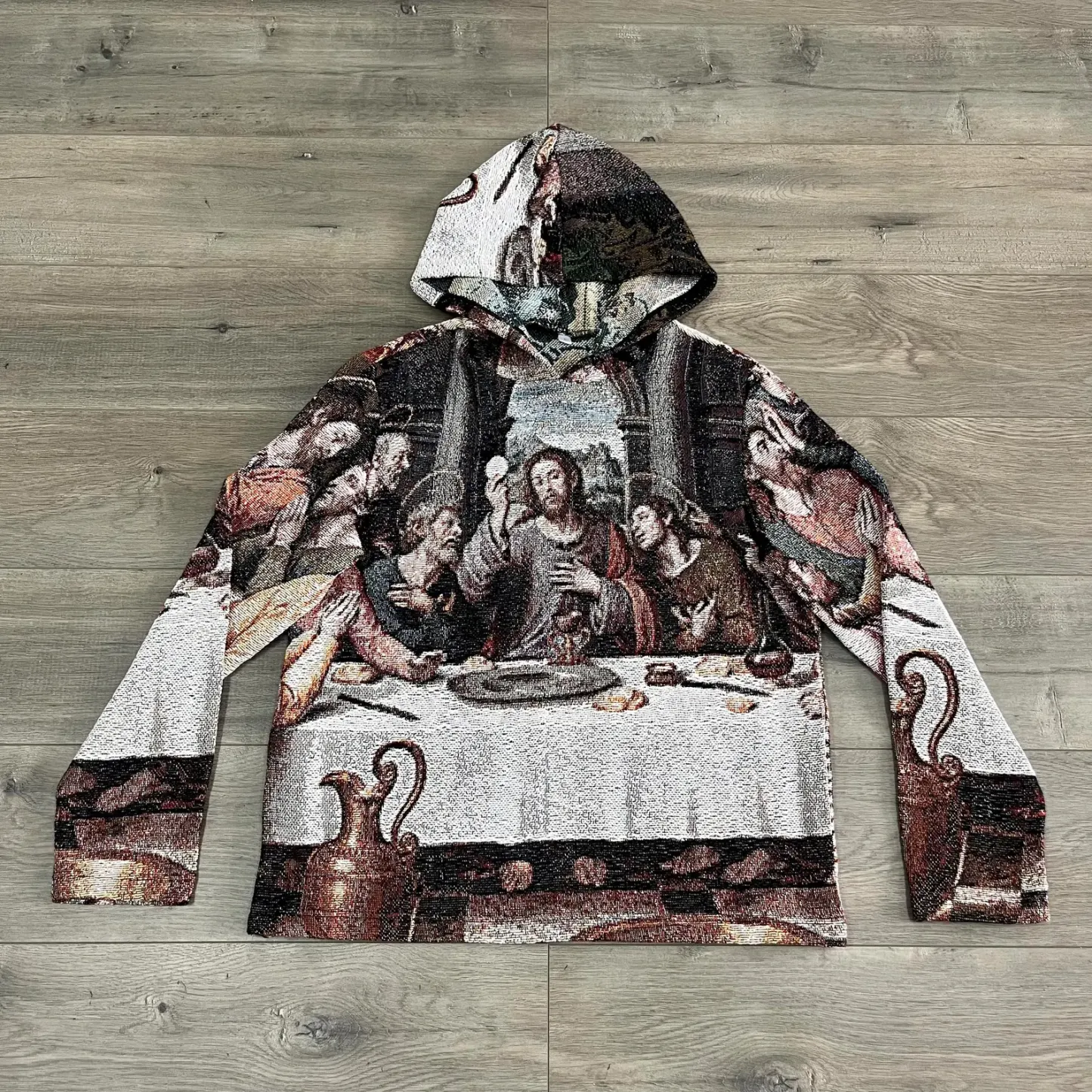 Symphony of Art & Fashion – The Last Supper Themed Woven Hoodie