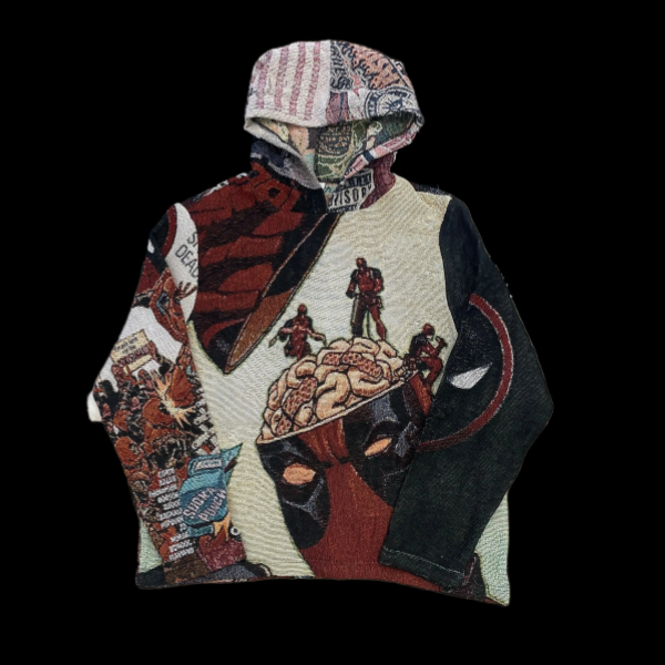 Merc with a Mouth, Trendy Vibe – Deadpool Themed Woven Hoodie