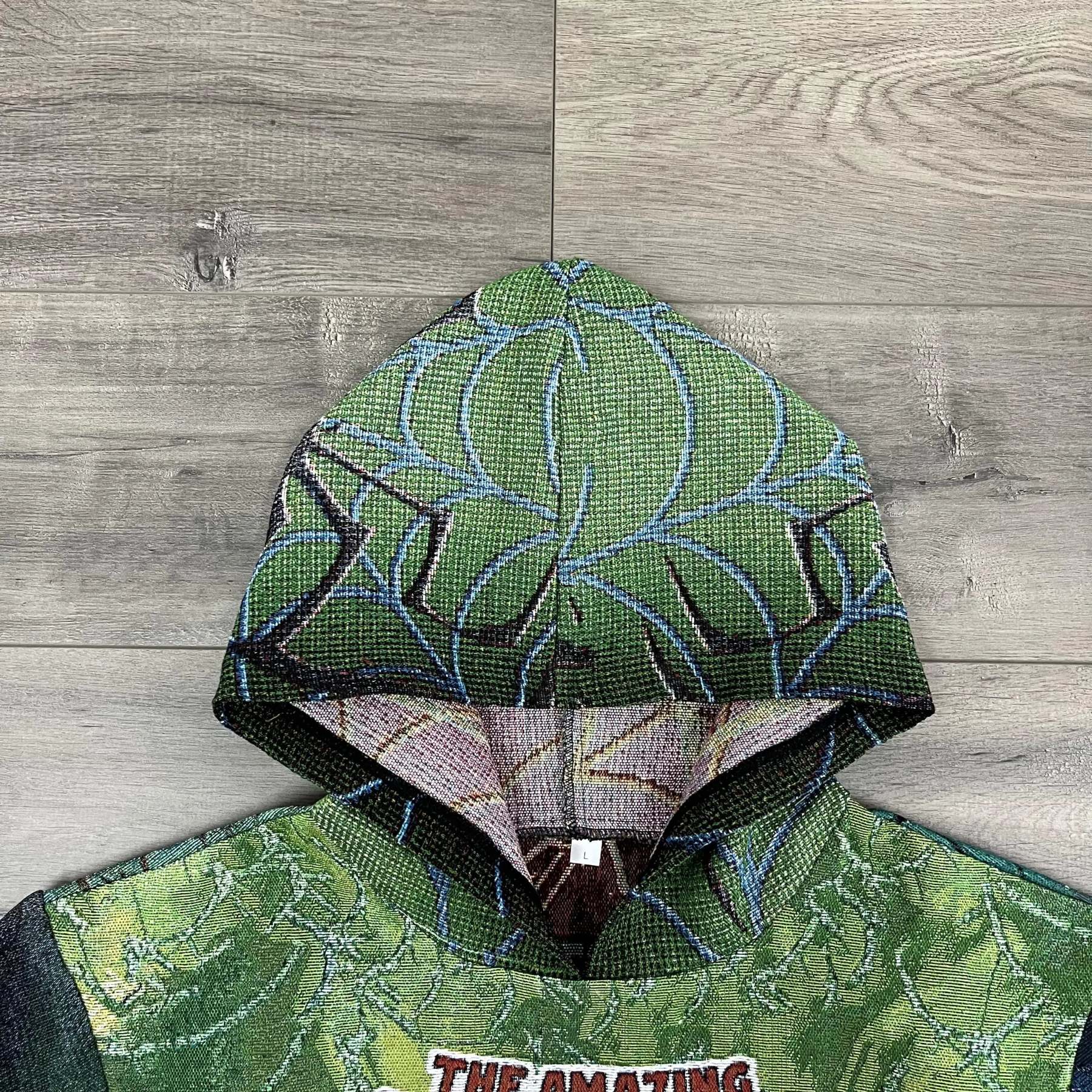 Web-Slinger, Hero's Essence – Spider-Man Themed Dark Green Woven Hoodie