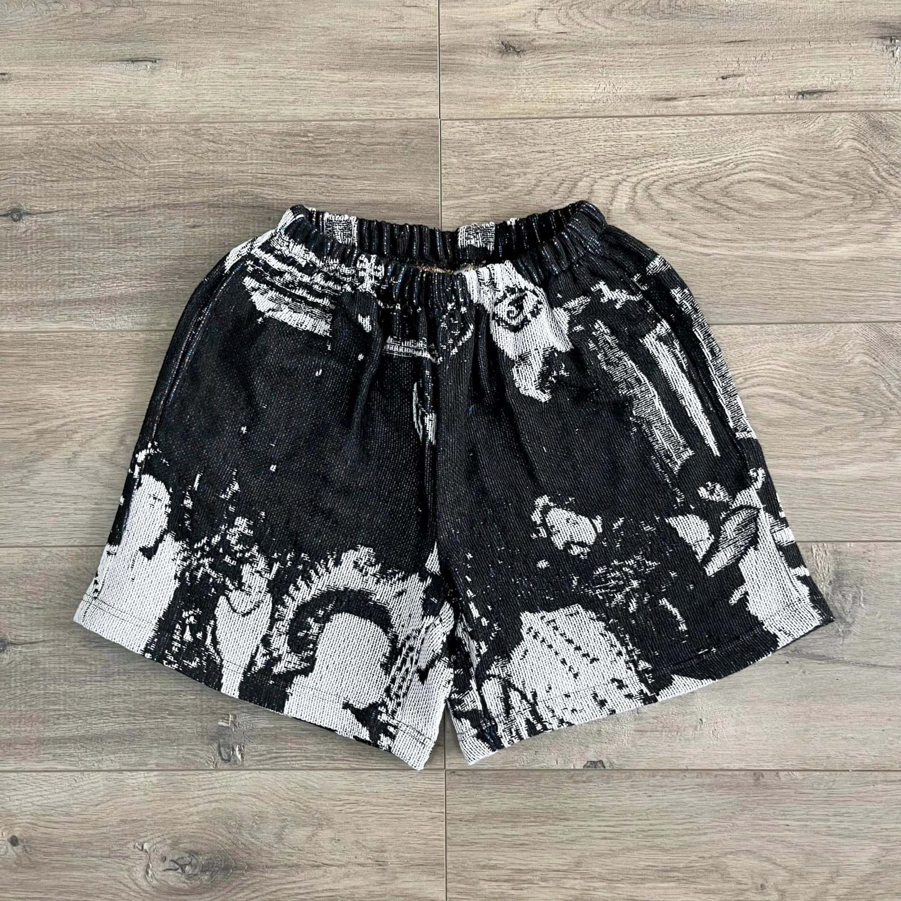 Black & White Classic, Hip-Hop Anthem – Rap Stars Themed Woven Trendy Shorts
