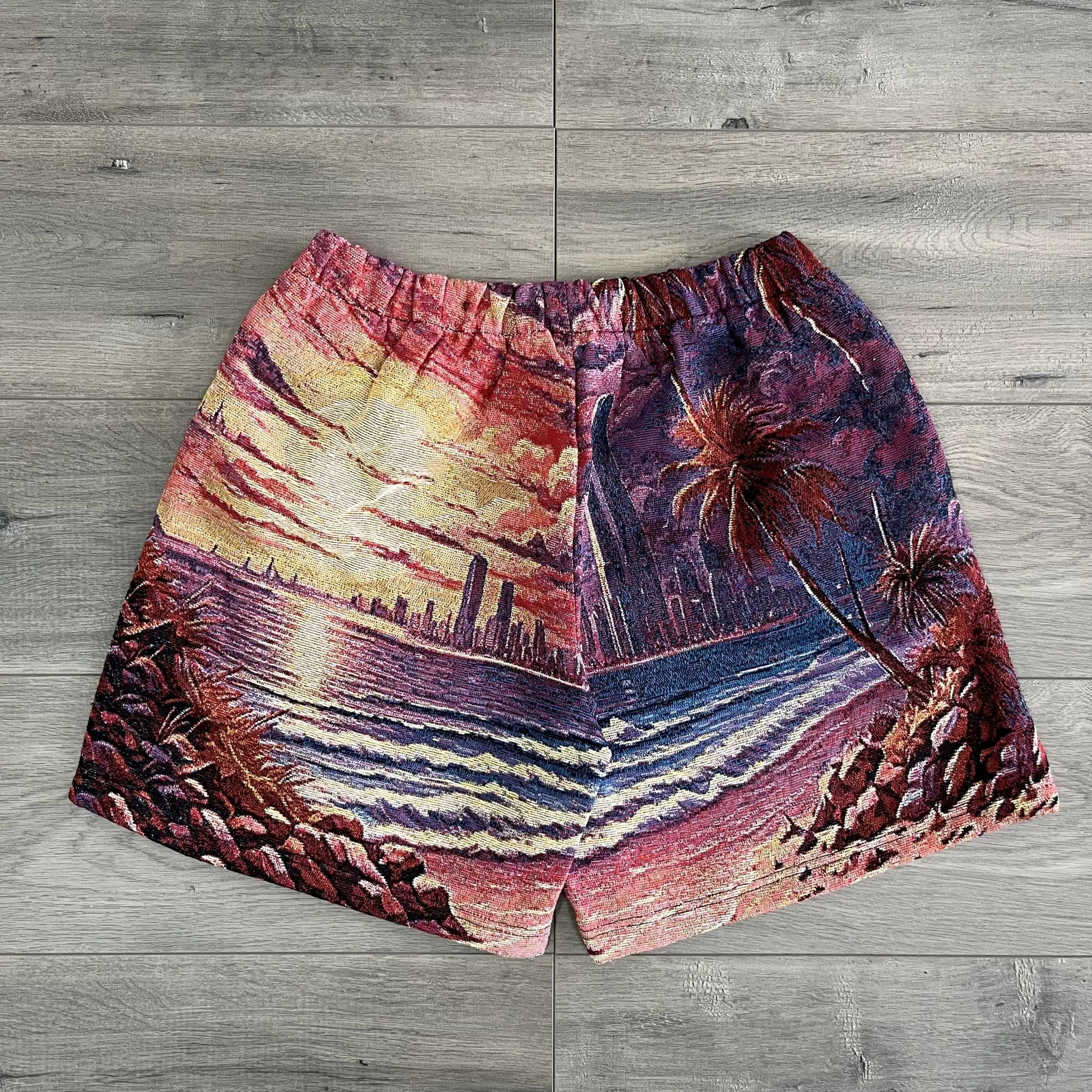 California Sunset, Wearable Scenery – Themed Woven Shorts