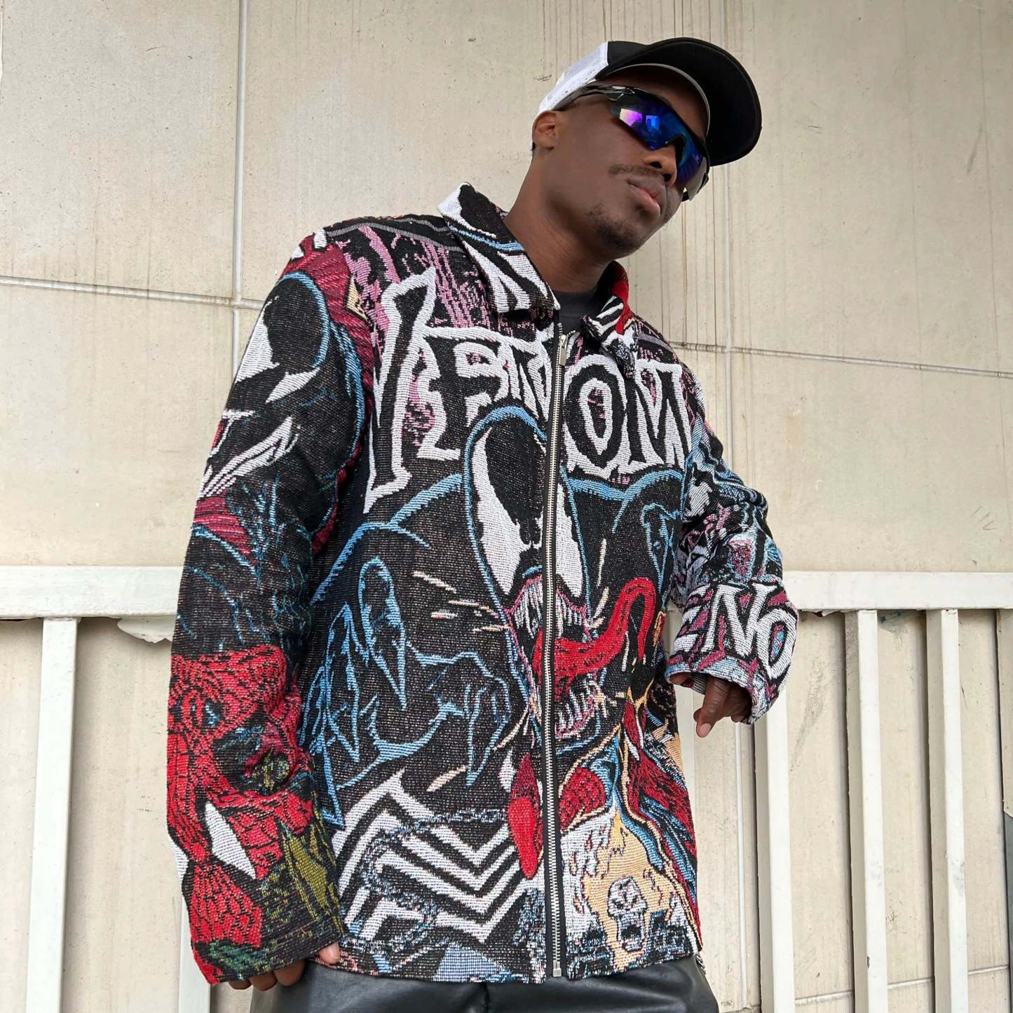 Symbiote Arrival, Street Domination – Venom Themed Woven Jacket