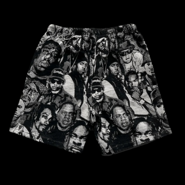 Black & White Classic, Hip-Hop Anthem – Rap Stars Themed Woven Trendy Shorts