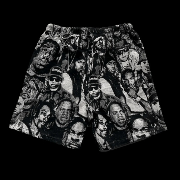 Black & White Classic, Hip-Hop Anthem – Rap Stars Themed Woven Trendy Shorts