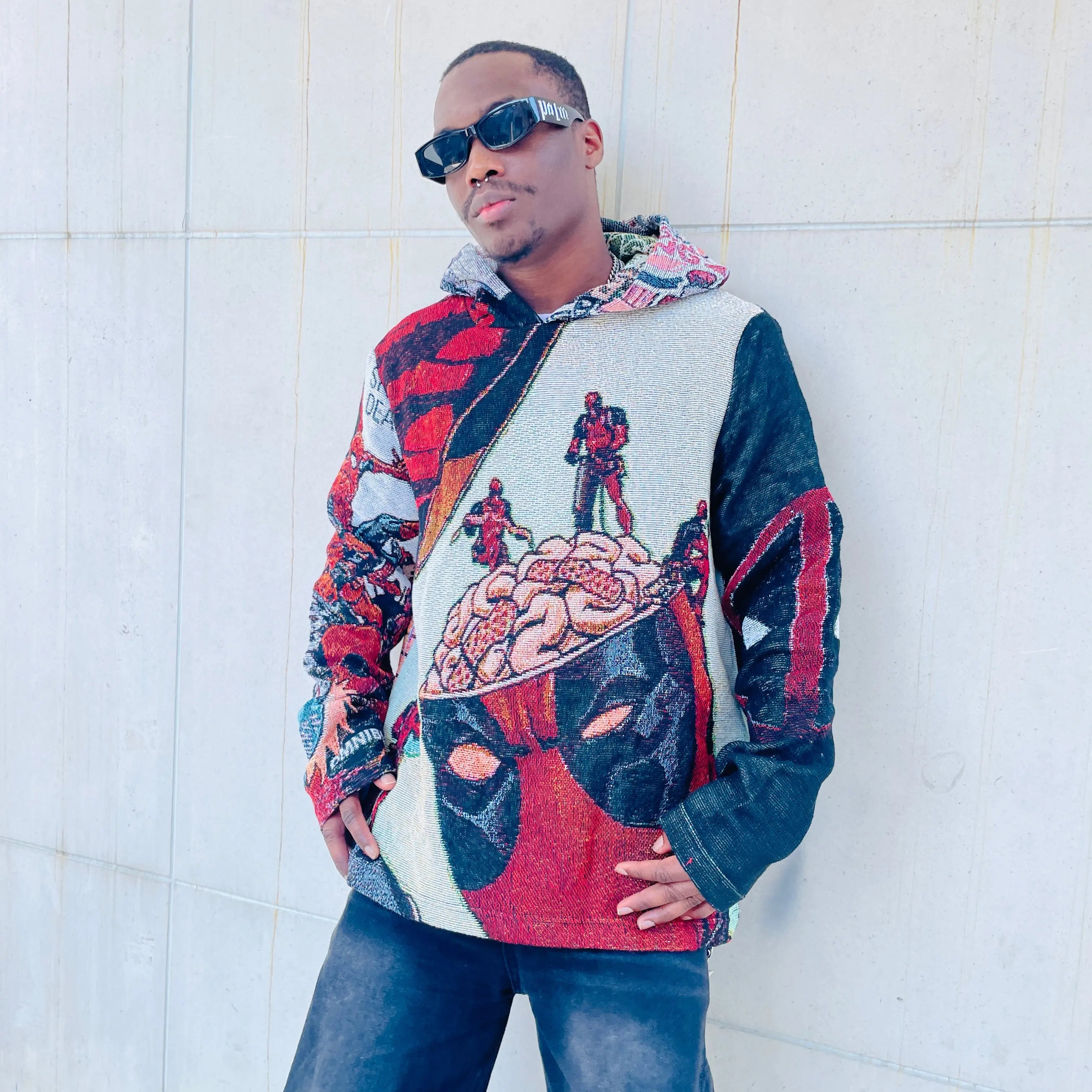 Merc with a Mouth, Trendy Vibe – Deadpool Themed Woven Hoodie