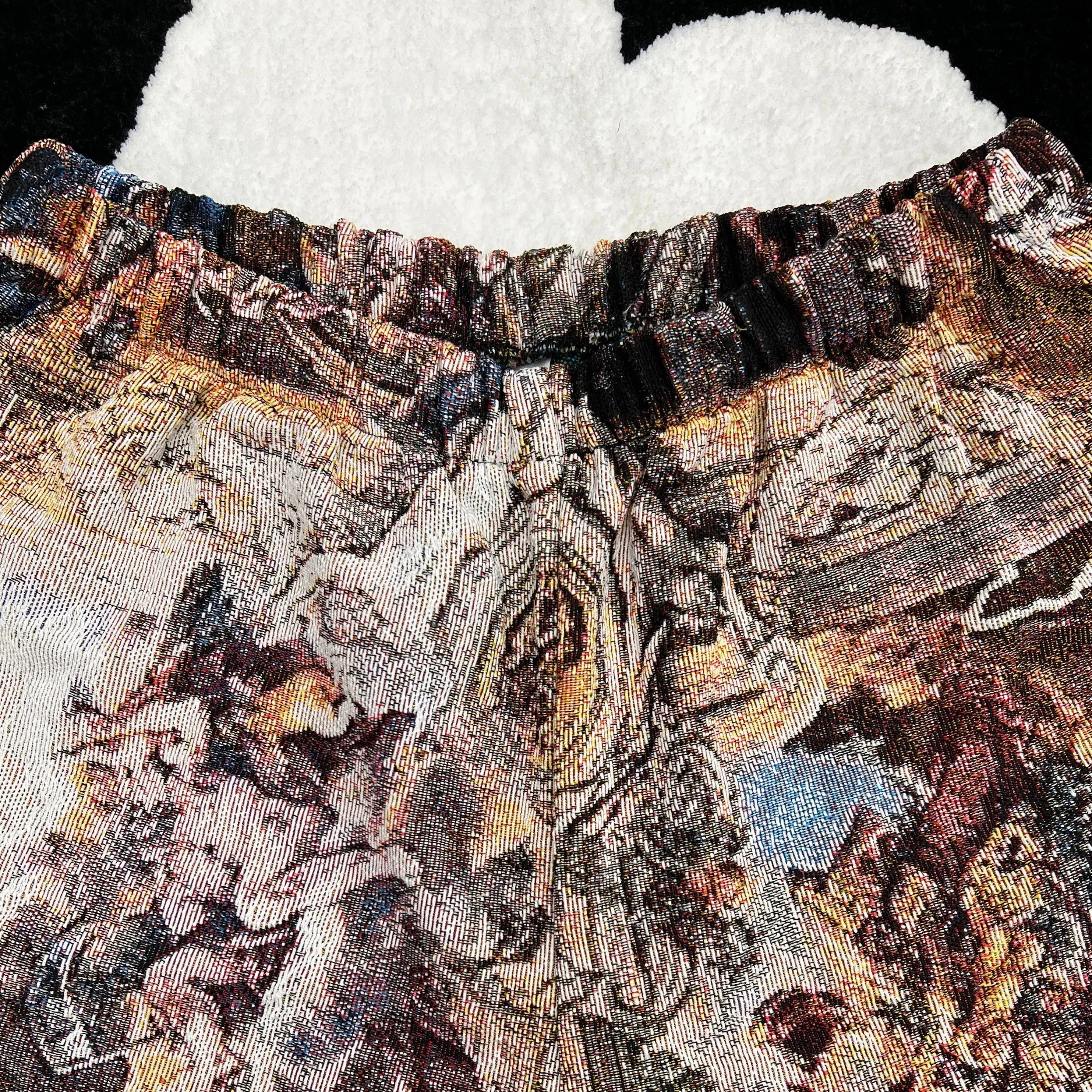 Sacred Art, Wearable Beauty – Religious Angel Themed Woven Shorts