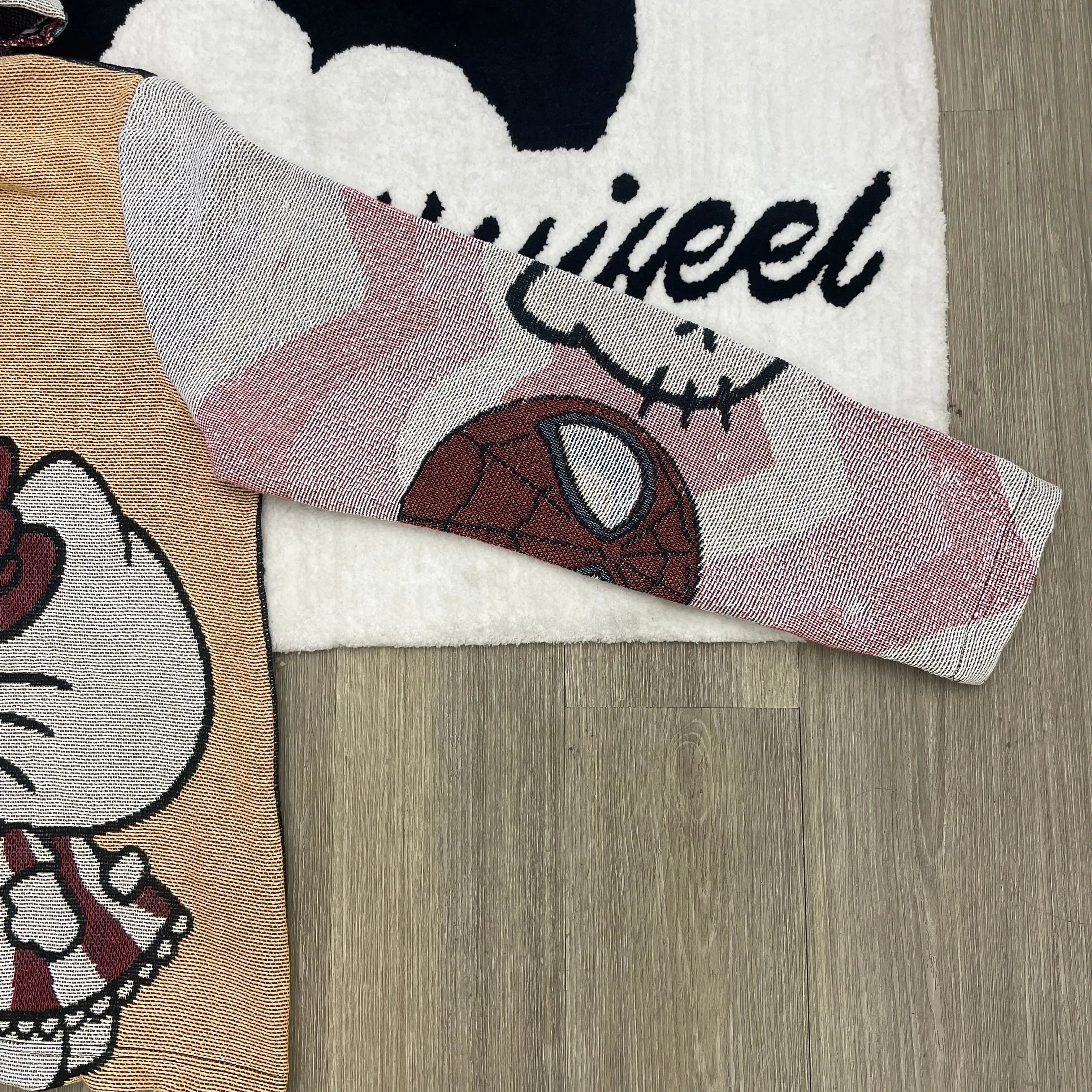 Cute Heroes, Love Intertwined – Hello Kitty & Spider-Man Valentine's Woven Hoodie