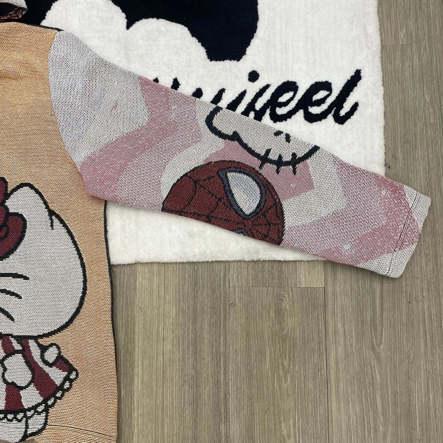 Cute Heroes, Love Intertwined – Hello Kitty & Spider-Man Valentine's Woven Hoodie