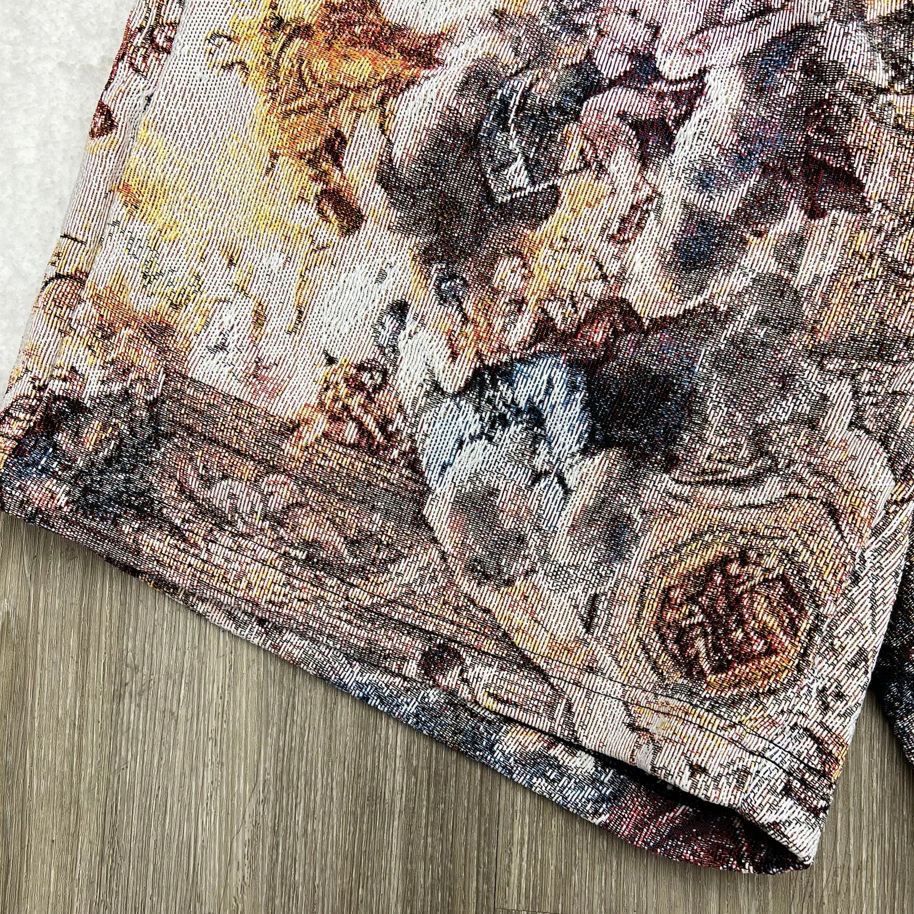 Sacred Art, Wearable Beauty – Religious Angel Themed Woven Shorts