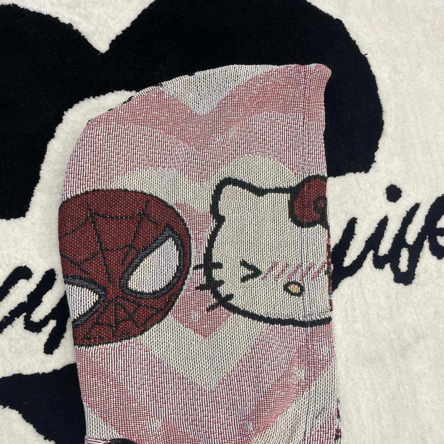 Cute Heroes, Love Intertwined – Hello Kitty & Spider-Man Valentine's Woven Hoodie