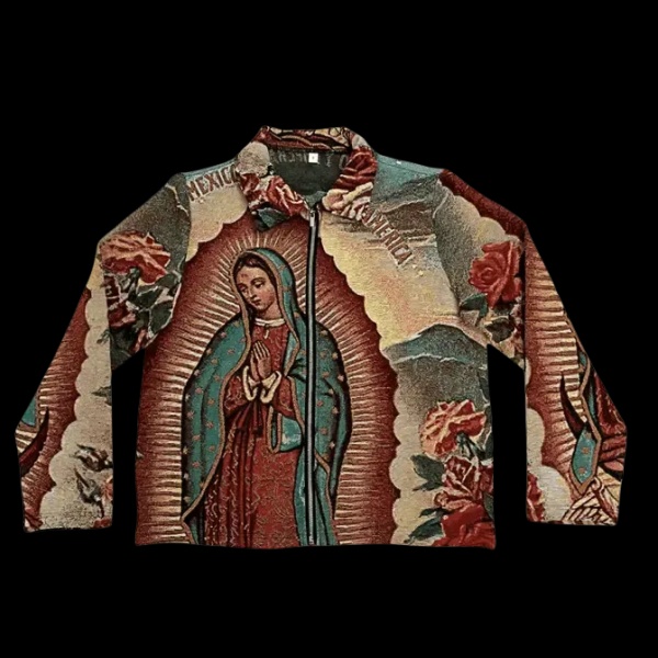 Holy Radiance, Faith Woven – Virgencita Themed Woven Jacket