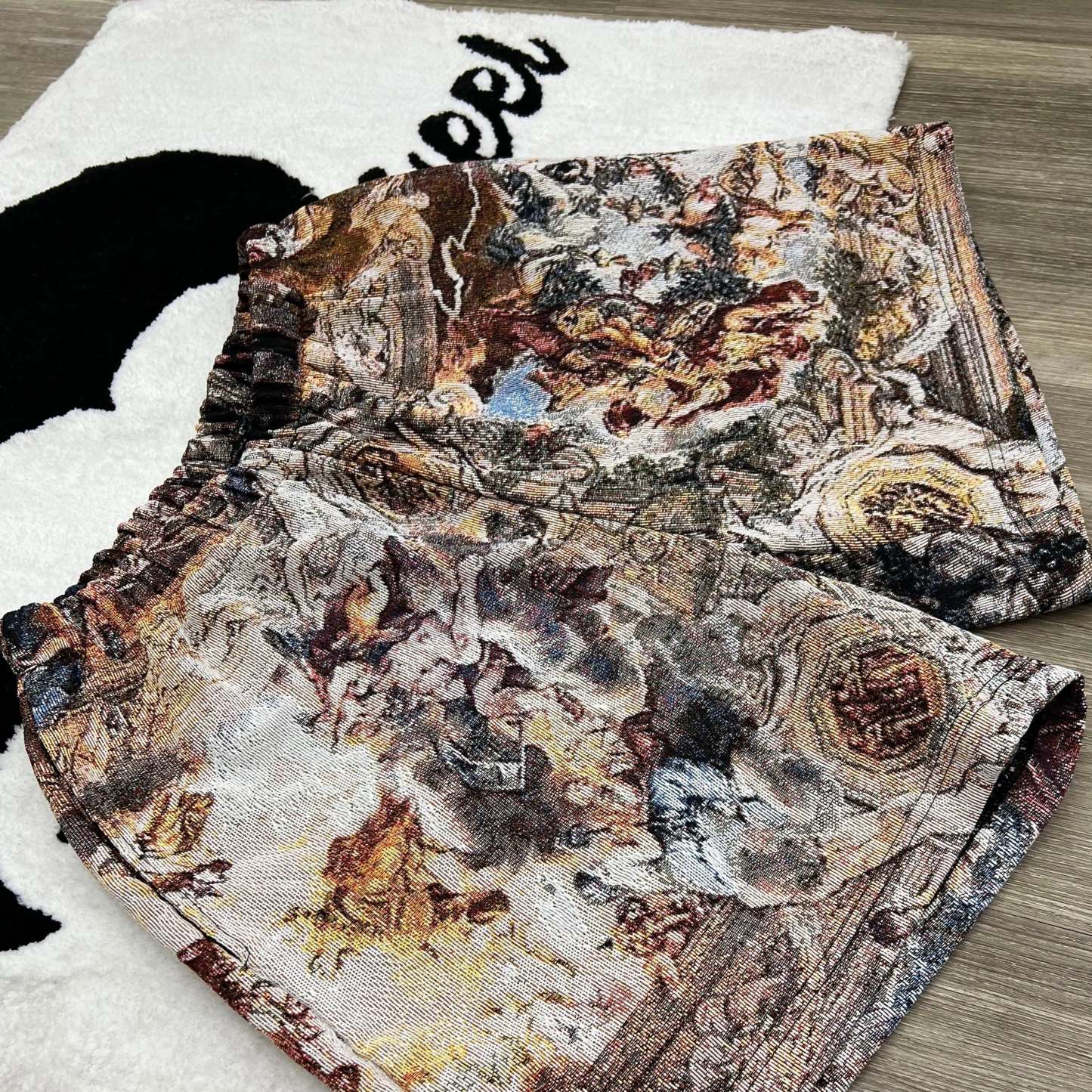 Sacred Art, Wearable Beauty – Religious Angel Themed Woven Shorts