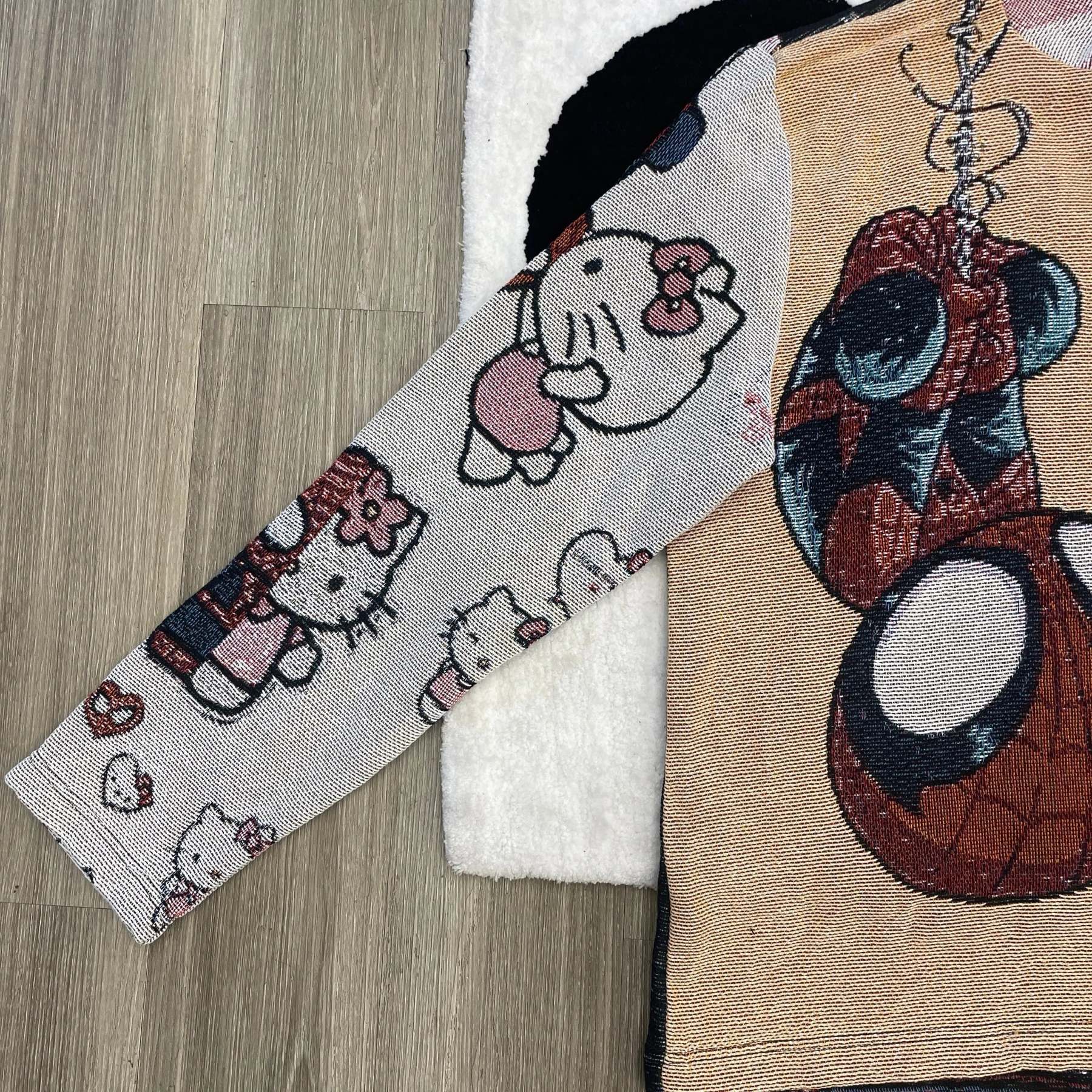 Cute Heroes, Love Intertwined – Hello Kitty & Spider-Man Valentine's Woven Hoodie