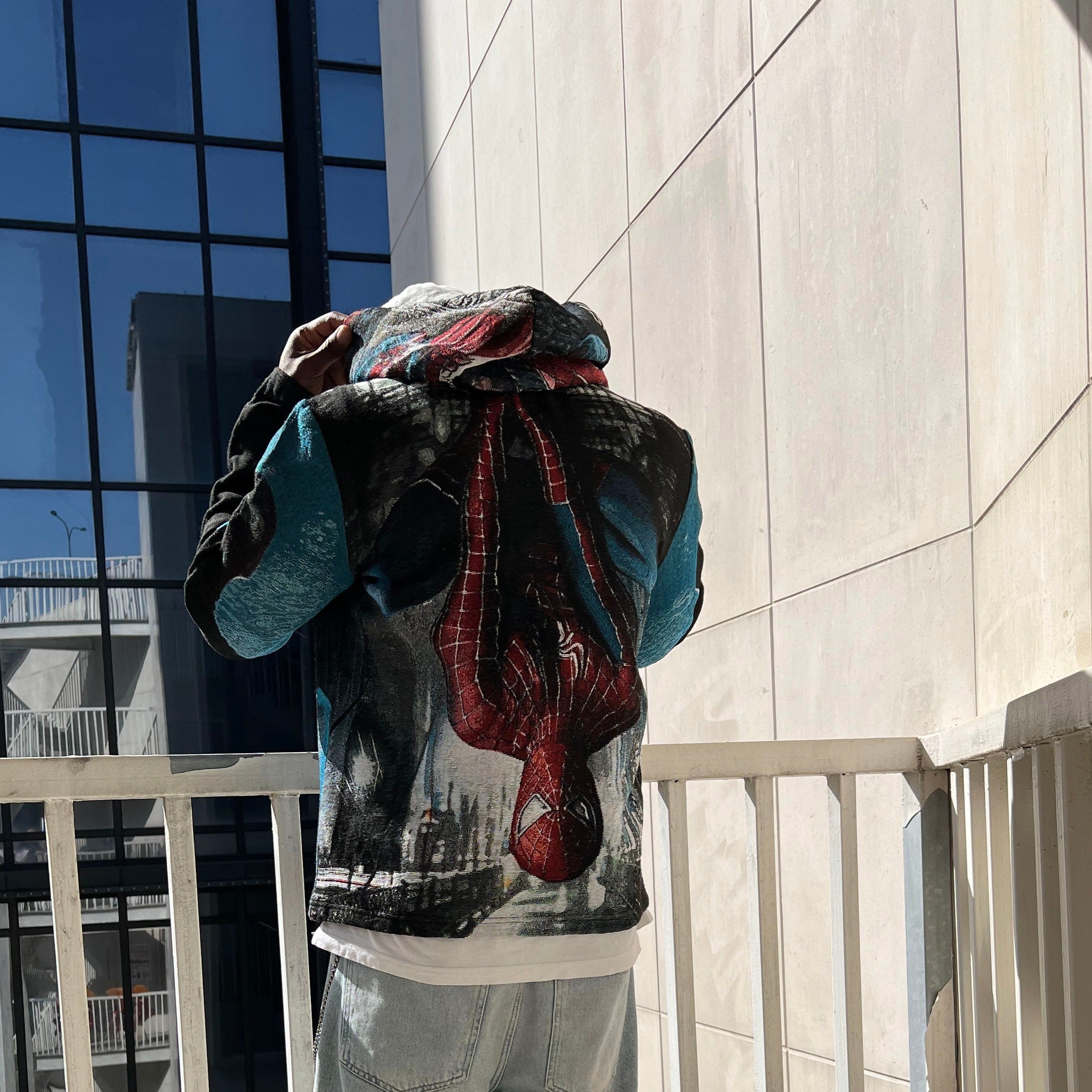 Web-Slinging Action, Limitless Style – Spider-Man Themed Woven Hoodie