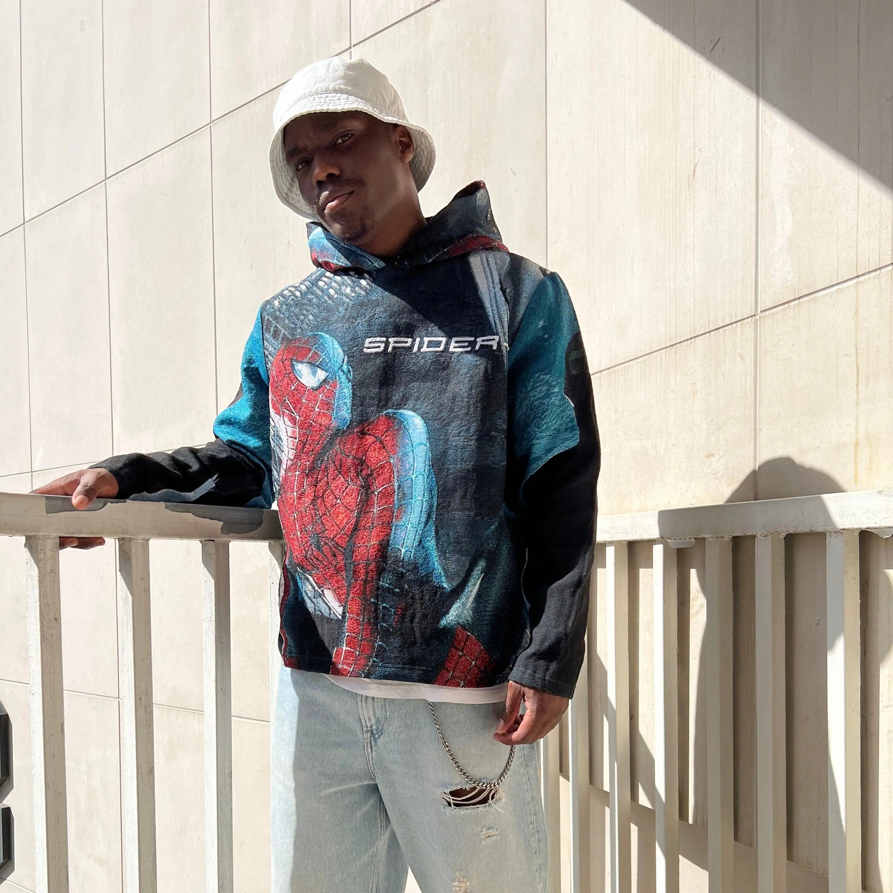 Web-Slinging Action, Limitless Style – Spider-Man Themed Woven Hoodie