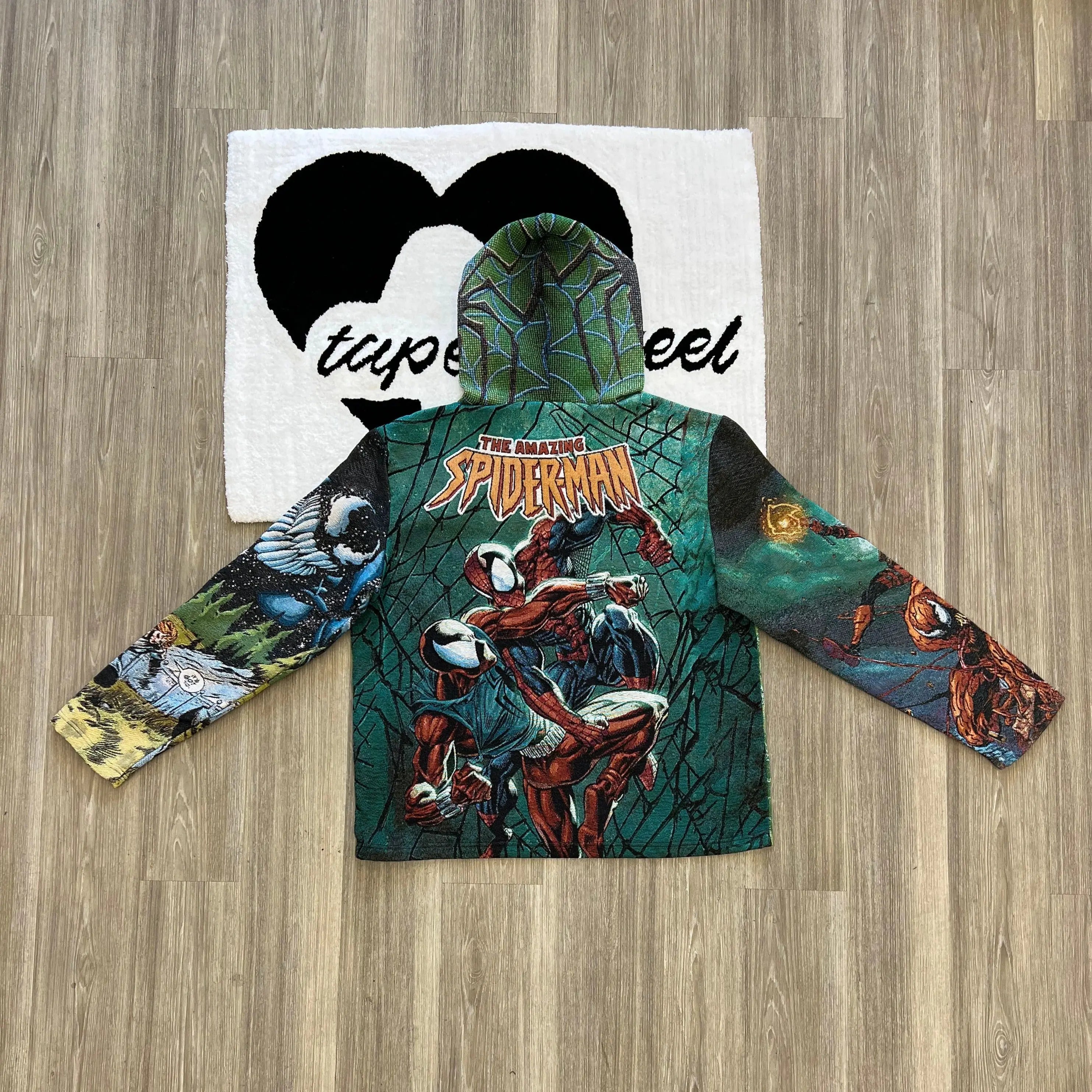Web-Slinger, Hero's Essence – Spider-Man Themed Dark Green Woven Hoodie