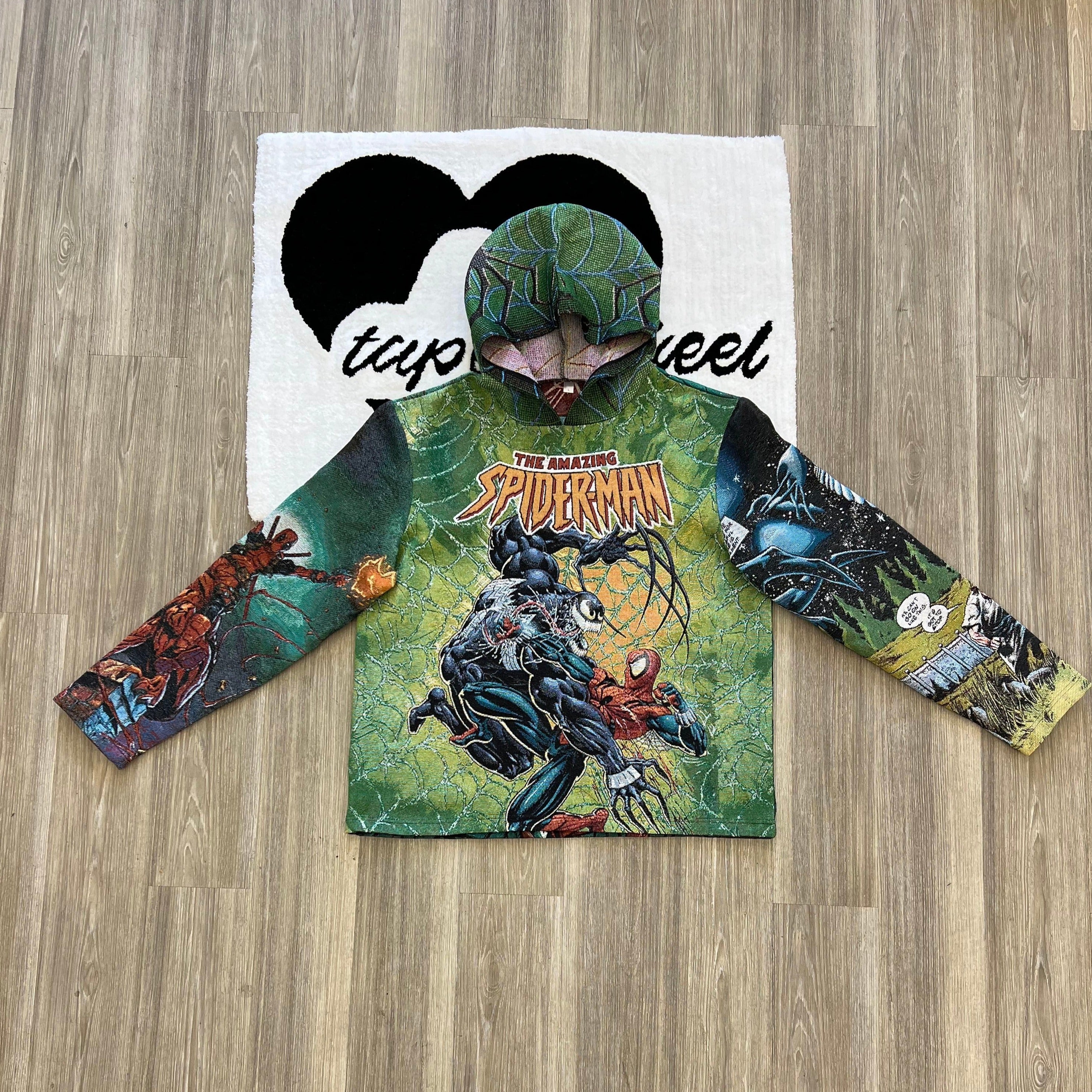 Web-Slinger, Hero's Essence – Spider-Man Themed Dark Green Woven Hoodie