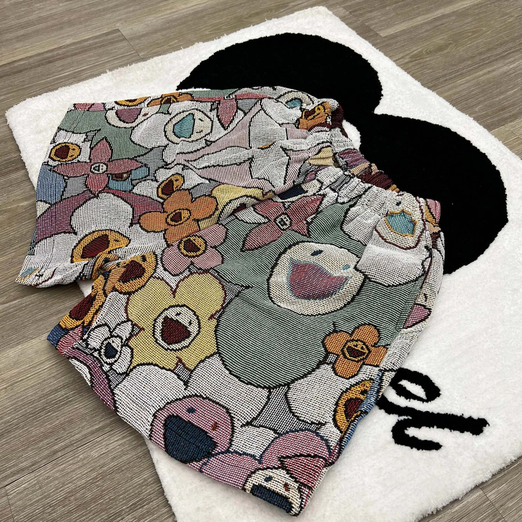 Trendy Blooms, Playful Vibes – Murakami Flower Themed Woven Shorts