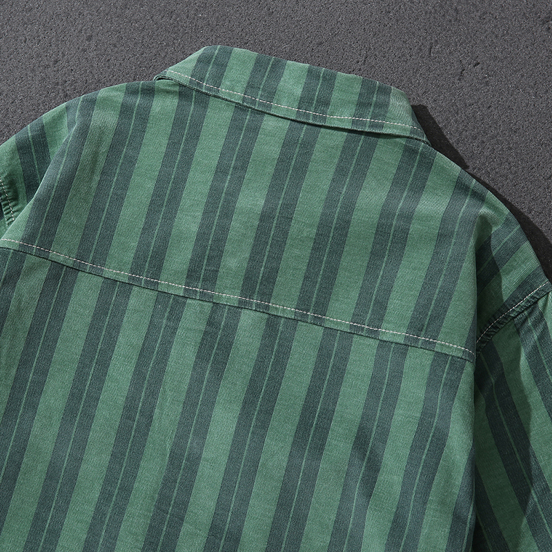 Handsome striped denim shirt men's trendy Korean style spring and autumn new loose casual long-sleeved shirt tops for men